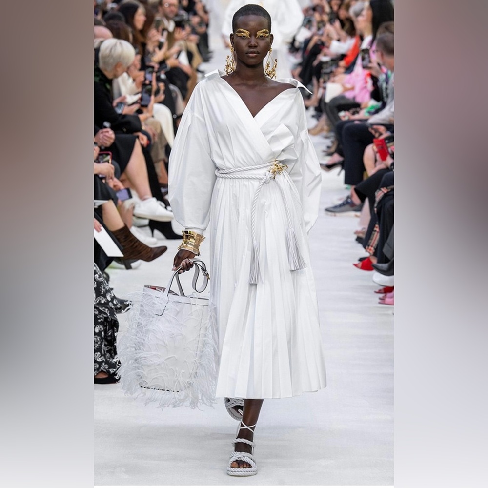 VALENTINO LEBLANC WHITE COTTON PLEATED SHIRT DRESS new with tag, bridal shower